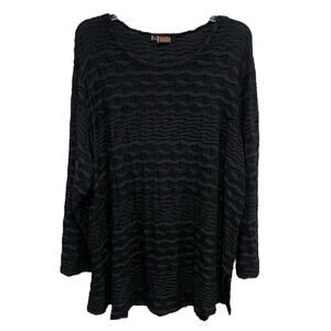 Tianello Steve Barraza Relaxed Textured Martha Tunic Blouse Top XL Black Comfy
